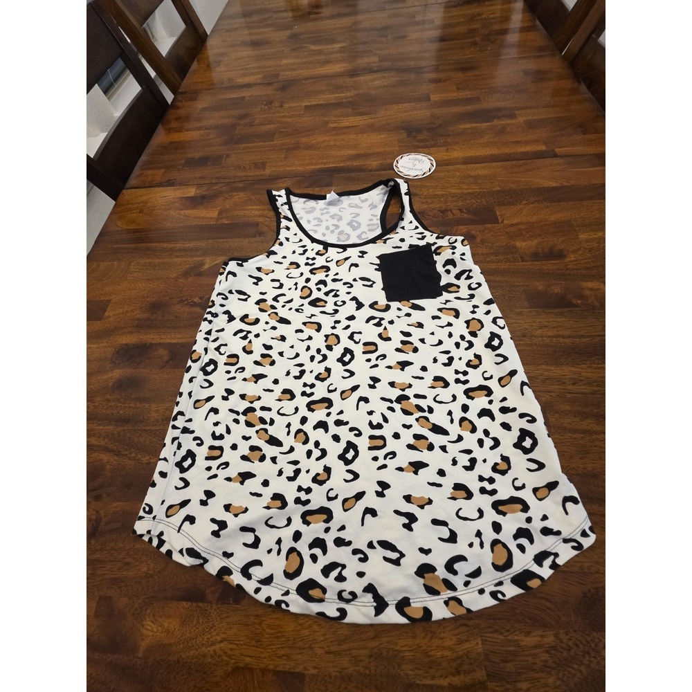Sunshine & Rodeos Tank Top Women's small white Leopard Sleeveless y2k NWT sku 61 - Picture 2 of 8